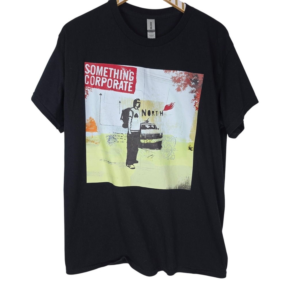Something Corporate Shirt Mens Large Black North Album Gildan Band Graphic Tee
